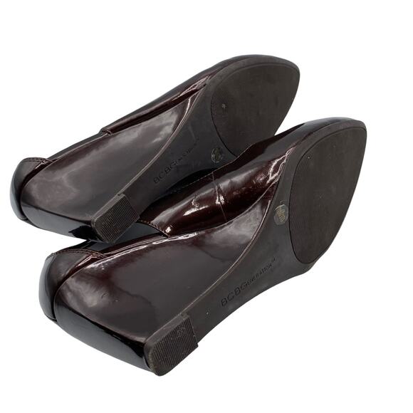 BCBGeneration Blossoms Women Brown Patent Pointed Toe Wedge Pump Size 7 1/2M - Picture 9 of 9